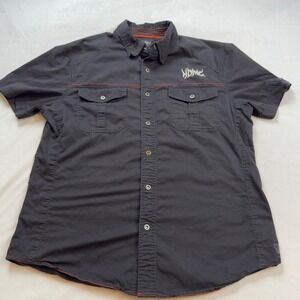 Harley Davidson Mens XL Black HDMC Willie G Skull Winged Short Sleeve Snap Shirt